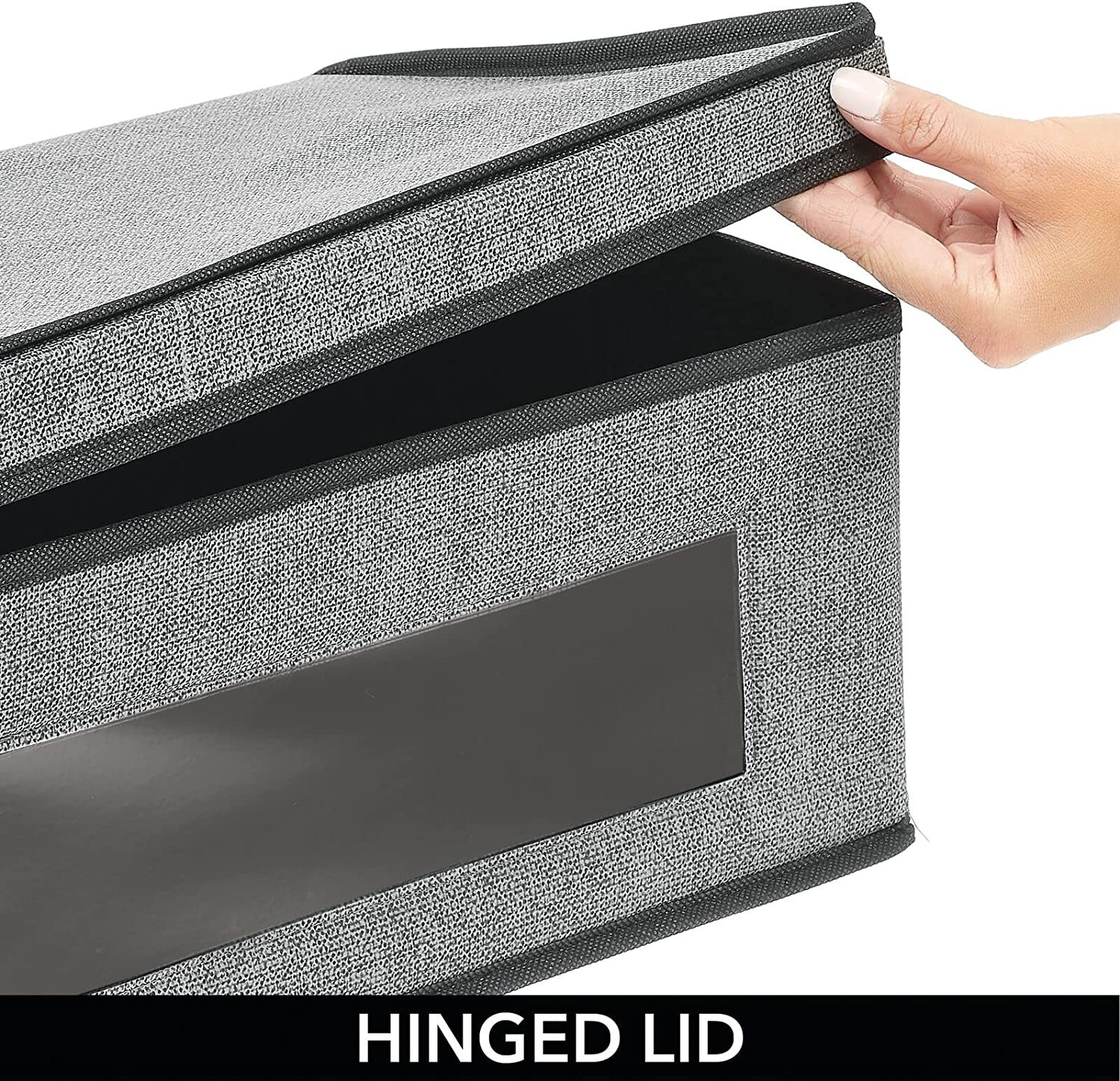 Amazon.com: mDesign Fabric Stackable Slim Shelf Storage Organizer Box with Window/Attached Lid fo... | Amazon (US)