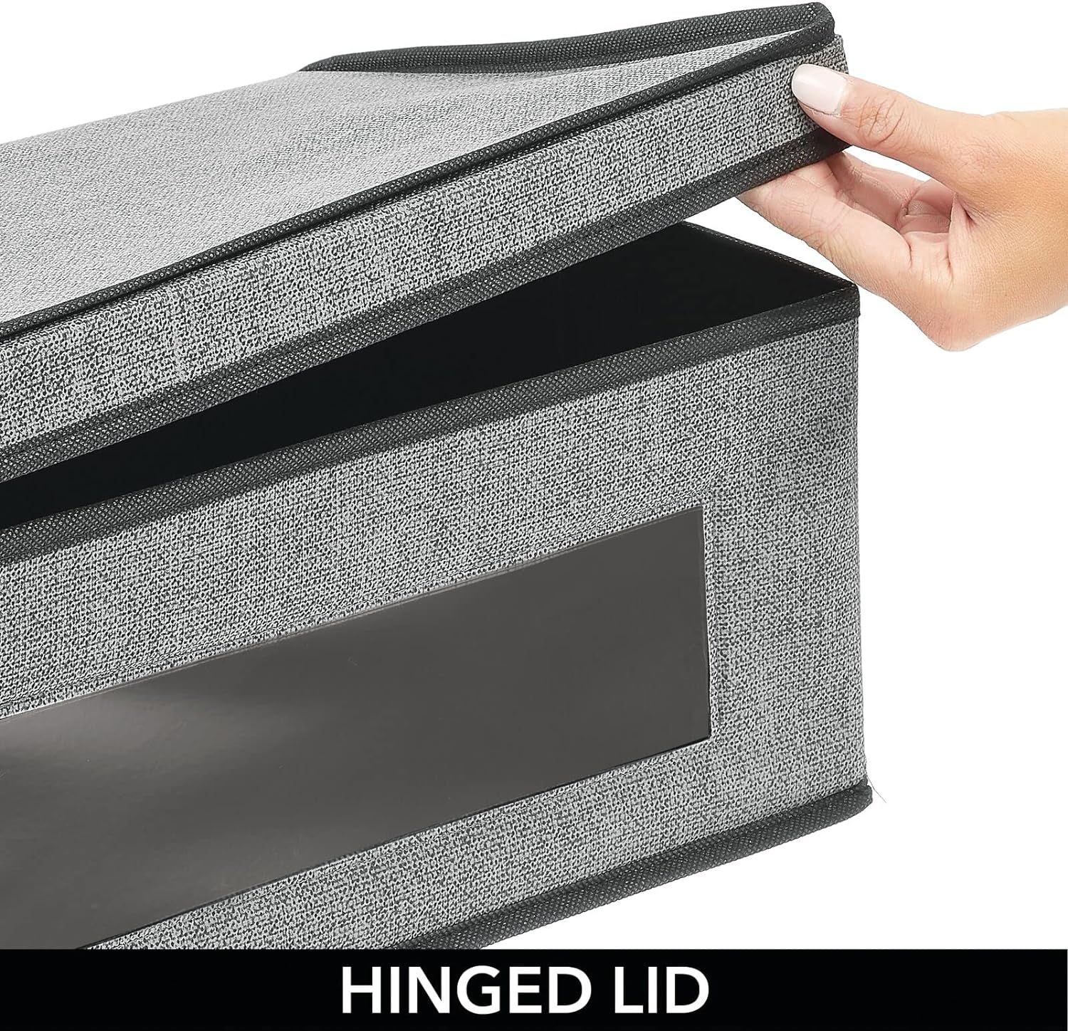 Amazon.com: mDesign Fabric Stackable Slim Shelf Storage Organizer Box with Window/Attached Lid fo... | Amazon (US)