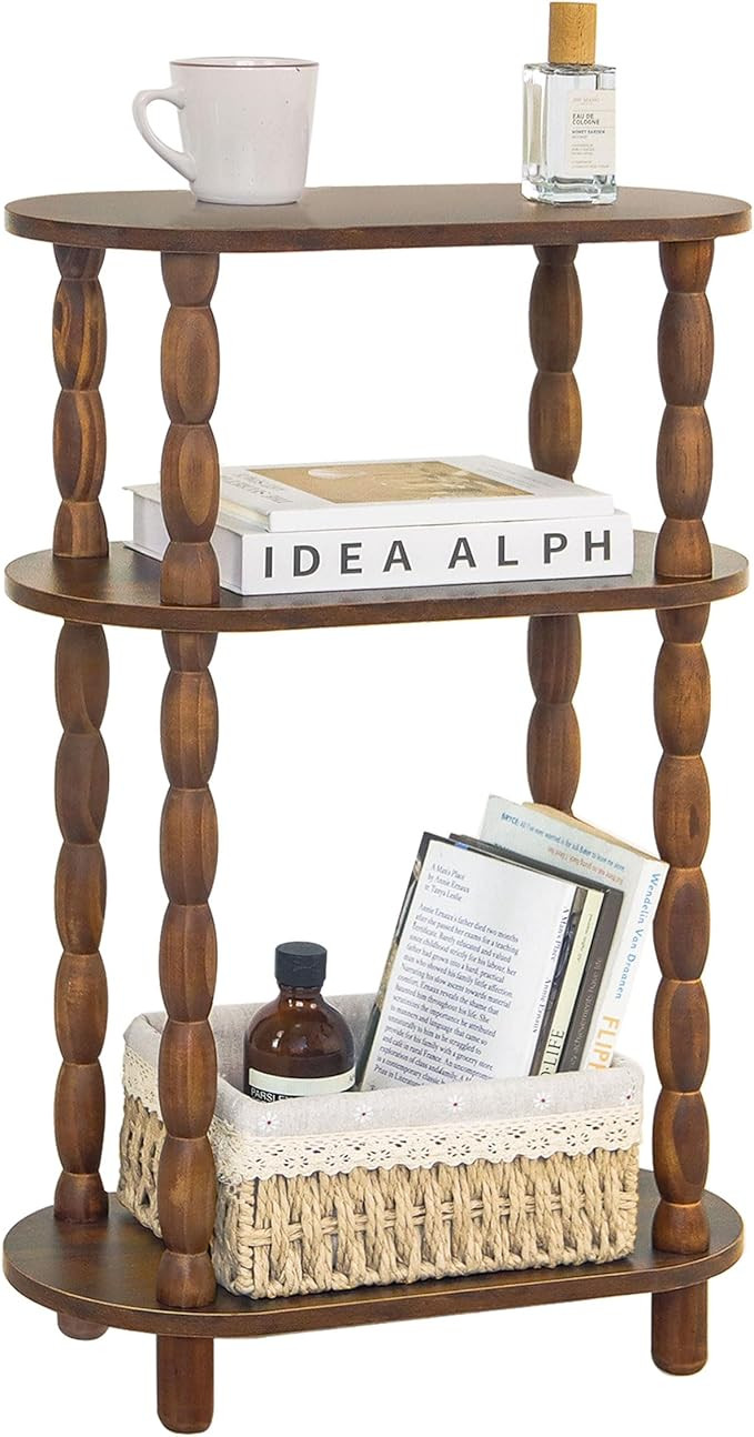 MaxSmeo Small Narrow Side Table, 3-Tier Narrow End Table with Storage, Skinny Side Table Nightsta... | Amazon (US)
