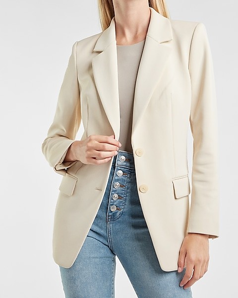Supersoft Double Knit Two Button Boyfriend Blazer | Express