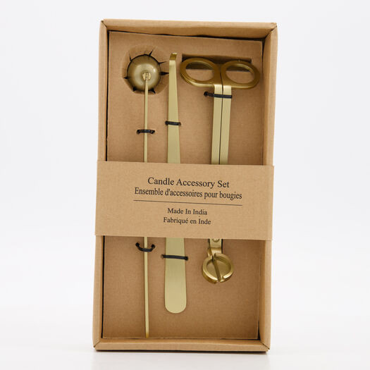 Gold Tone Metal Candle Accessory Set | TK Maxx