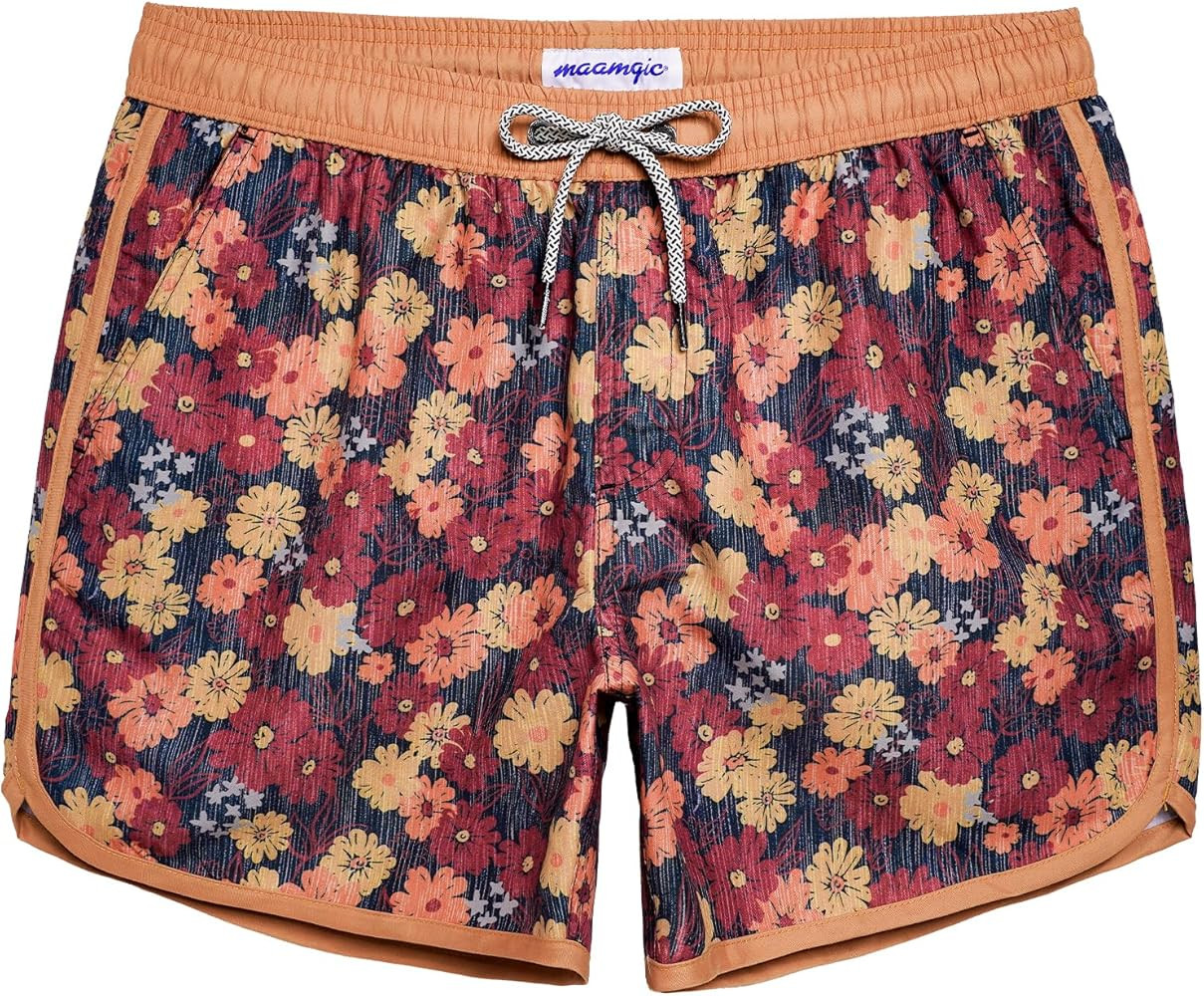 maamgic Mens Boys Short 80s 90s Vintage Swim Trunks with Mesh Lining Quick Dry Swim Suits Board S... | Amazon (US)