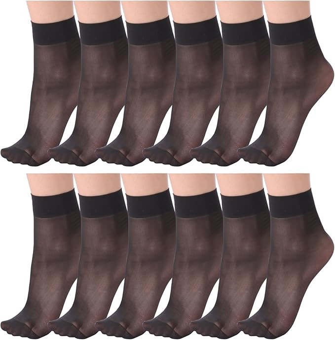 ZIHUA 12 Pairs Nylon Pop Socks for Women Ankle High, 15 Denier Reinforced Toes Sheer Socks Women,... | Amazon (UK)