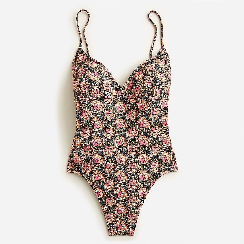 Strappy-back plunge one-piece in Ratti® prism floral | J.Crew US