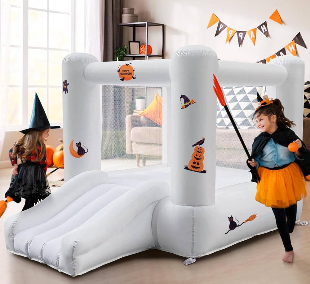 White Bounce House Bounce House Indoor Inflatable Bouncer with Blower,Stakes, Repair Patches, and... | Amazon (US)