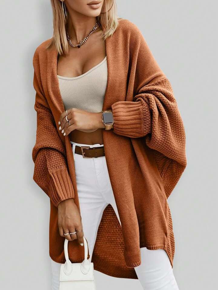 Women's 2024 Fall/Winter New Casual Daily Long Sleeve Loose Cozy Relaxed Knit Cardigan Sweater | ... | SHEIN