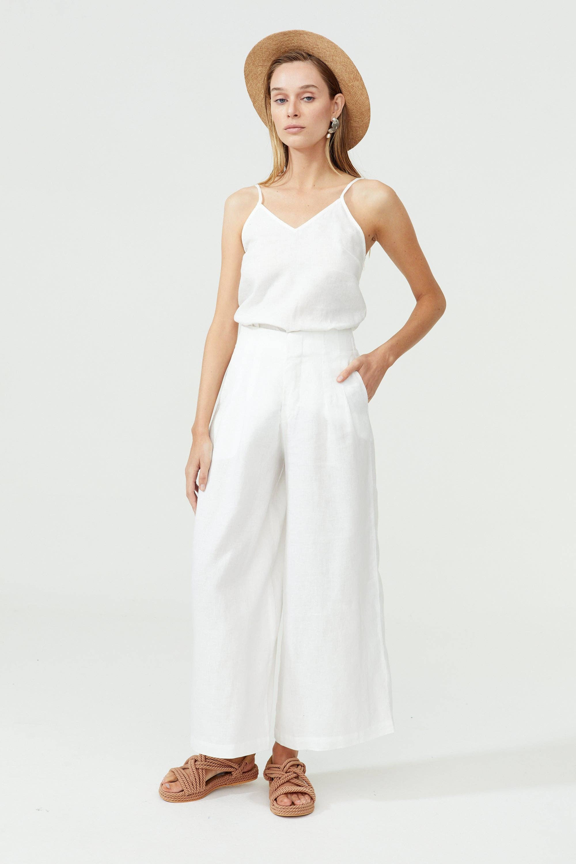 Culotte Linen Pants - White | Lanhtropy