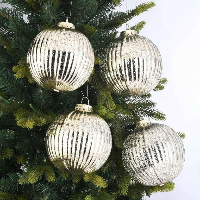 4-Count Gold Vintage-Style Shatterproof Christmas Ornaments, 5.9 in, by Holiday Time | Walmart (US)