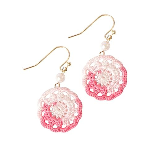 Crochet Earrings Micro Crochet White Flower Earrings Handmade Woven Earrings Beach Earrings Dangl... | Amazon (US)