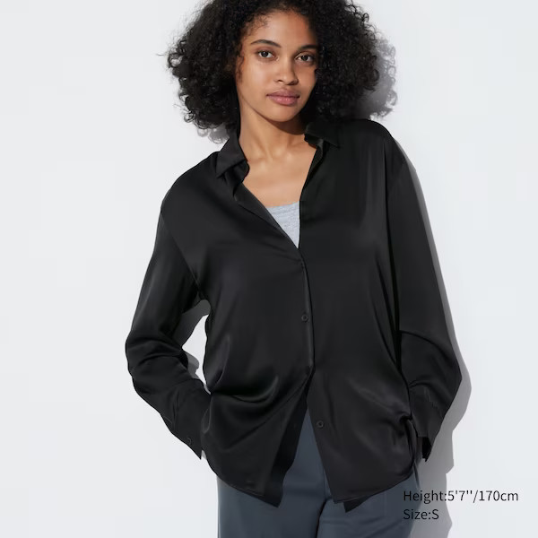 Satin Long-Sleeve Blouse | UNIQLO (US)