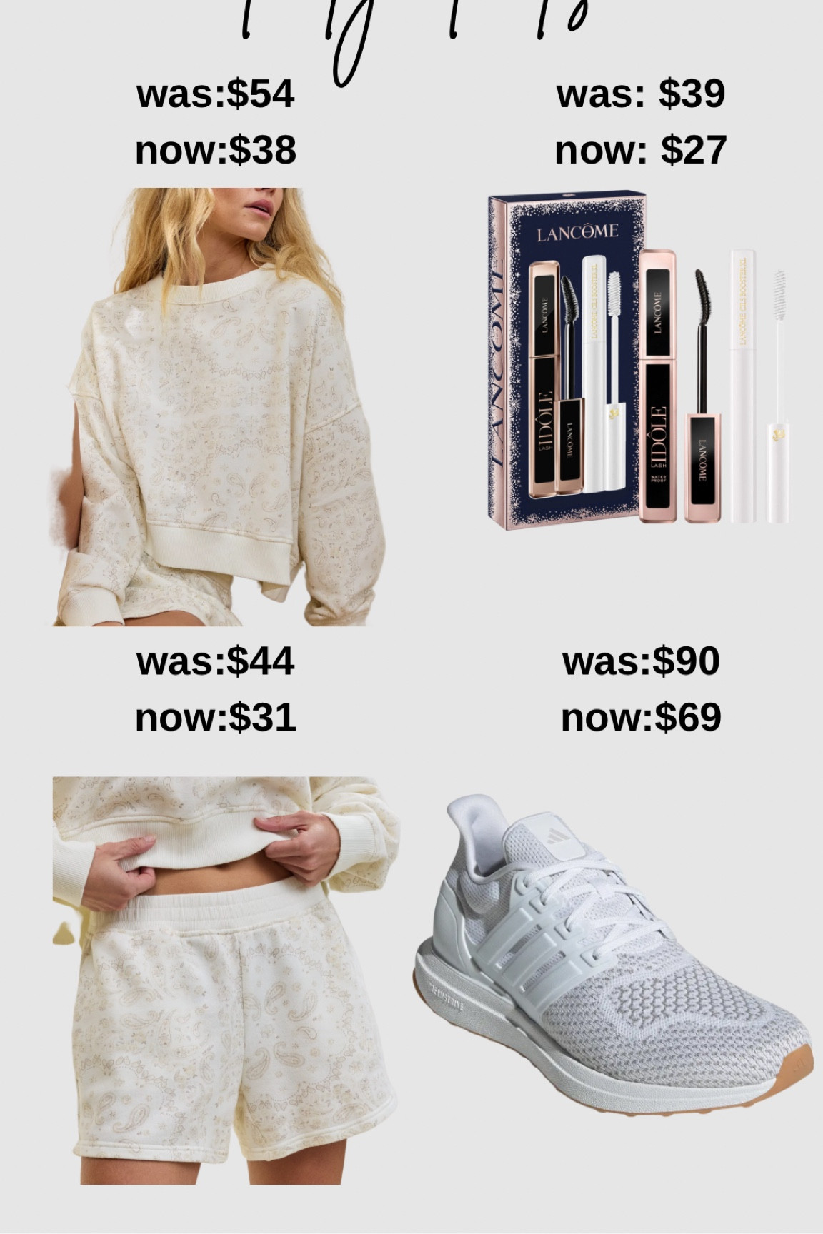 Travel outfit
Lounge outfit
Lancome mascara 
Adidas sneakers 