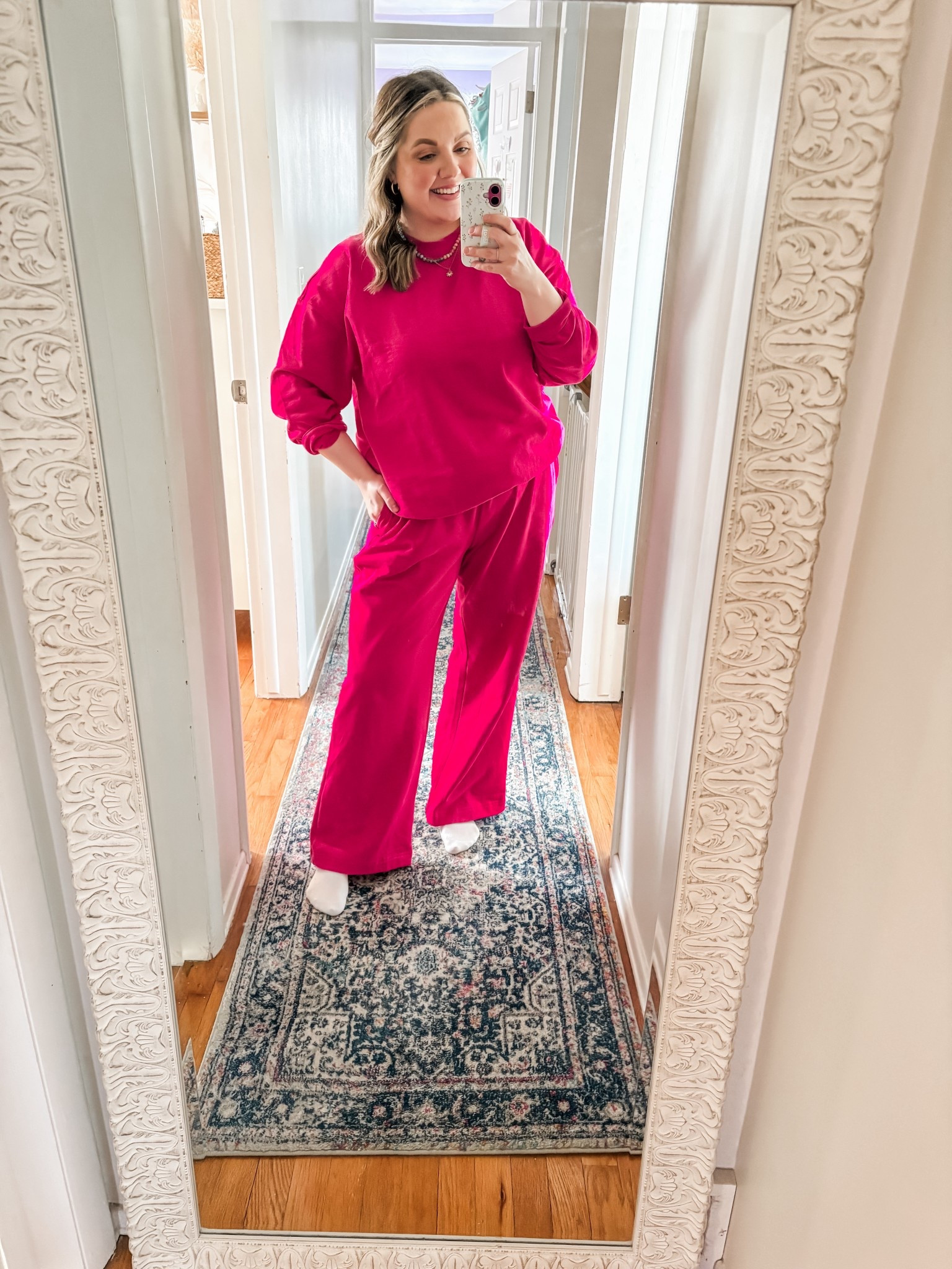 You know I can’t resist a matching set. This one is perfect for spring. Not too heavy, and you could easily layer it with a jacket. I added some fun jewelry to jazz it up a bit. 💗

Matching set. Light weight and Perfect for spring time. 

Top- large 
Bottoms - large 



#LTKootd #LTKMidsize #LTKSaleAlert