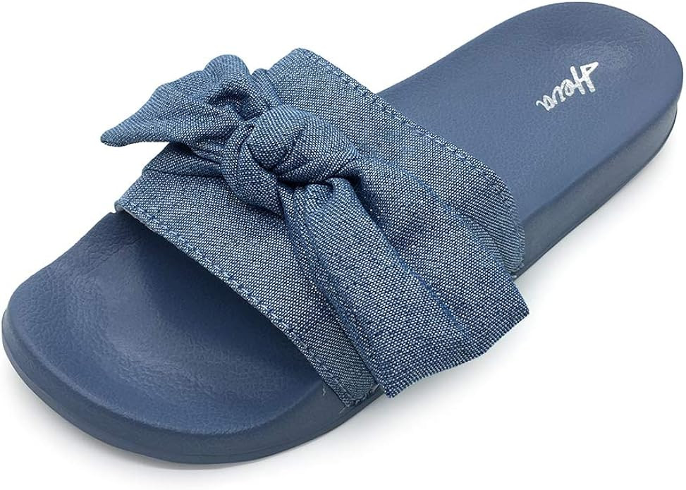 Funkymonkey Women's Slides Sandals Bowknot Beach Casual Comfort Slippers | Amazon (US)