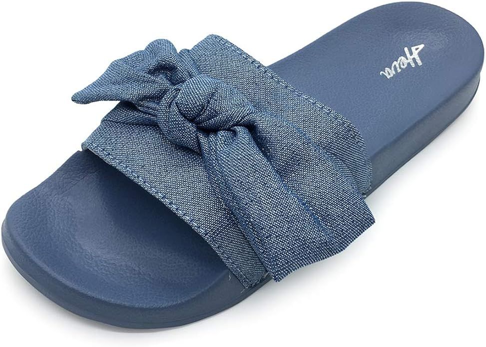 Funkymonkey Women's Slides Sandals Bowknot Beach Casual Comfort Slippers | Amazon (US)