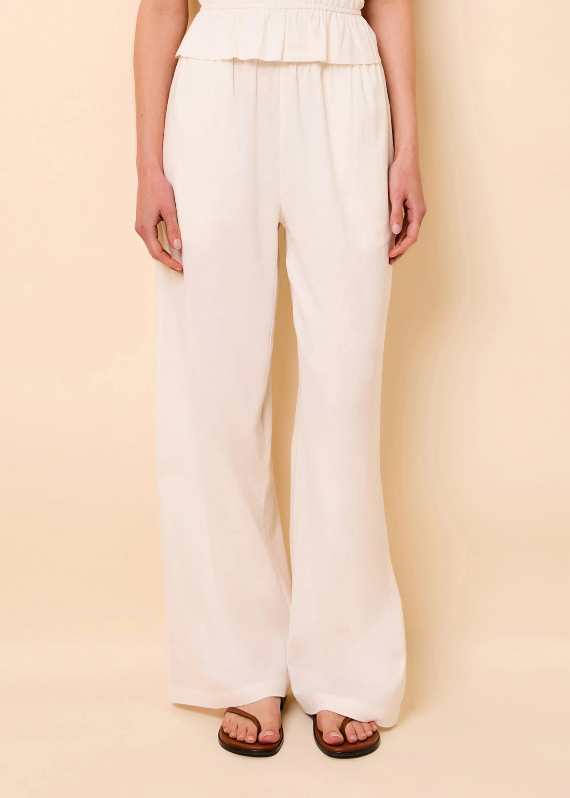 Monaco Pant Linen Optic White | Solid & Striped