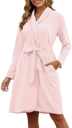 VibeVista Soft Cotton Robes for Women Striped Long Sleeve Kimono Bathrobe House Coats Bath Robe L... | Amazon (US)