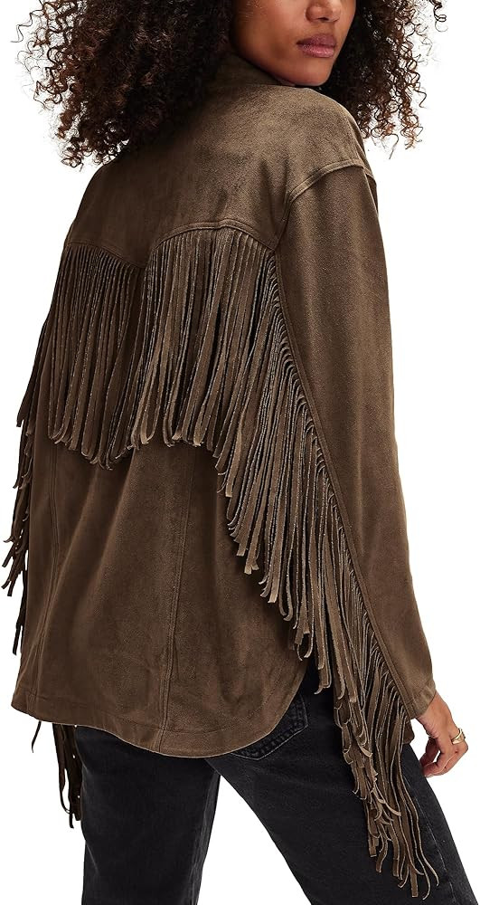 Gacaky Chaqueta de gamuza sintética de gran tamaño para mujer, estilo vintage, vaquera occident... | Amazon (US)