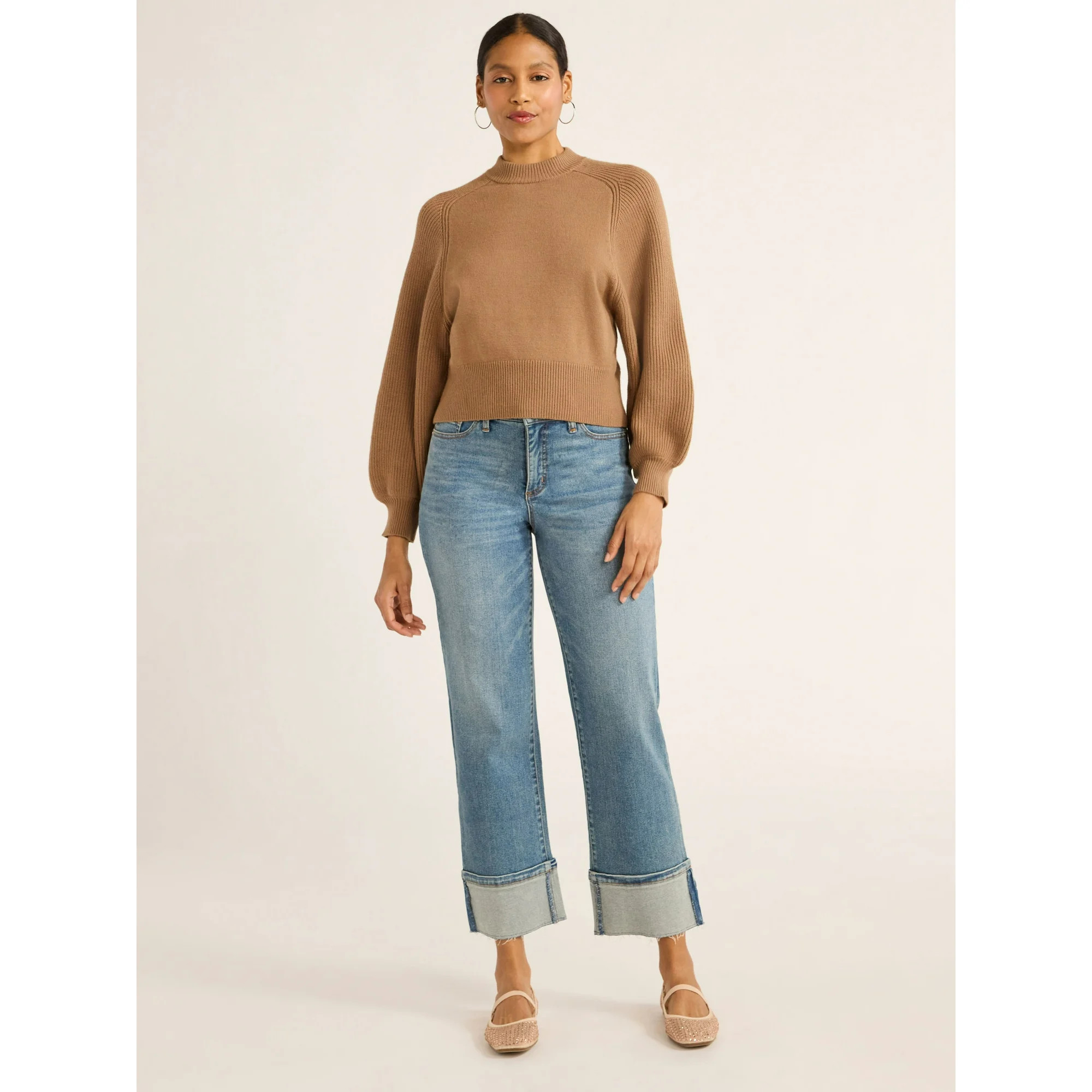 Scoop Women's Saddle Shoulder Sweater, Midweight, Sizes XS-XXL | Walmart (US)