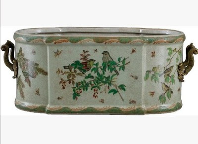 Beautiful Floral & Birds Garden Porcelain Large Planter,Jardiniere-21'' x 9''H | eBay US