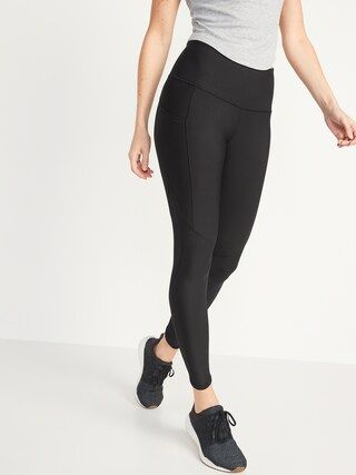 High-Waisted PowerSoft Mesh-Paneled 7/8-Length Compression Leggings for Women | Old Navy (US)