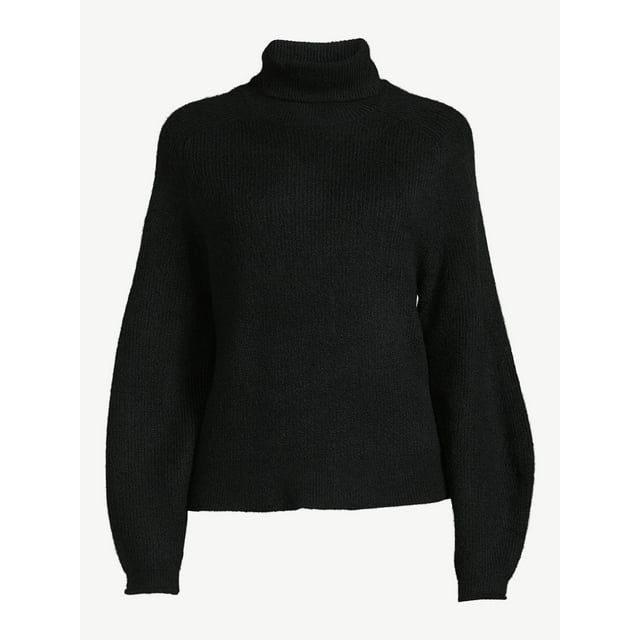 Scoop Women's Ribbed Oversized Turtleneck Sweater with Long Sleeves, Sizes XS-XXL - Walmart.com | Walmart (US)