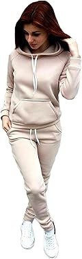 Women's Two Piece Outfits Workout Pants Sets Solid Color Hoodies Sweatshirt and Sweatpants with P... | Amazon (US)