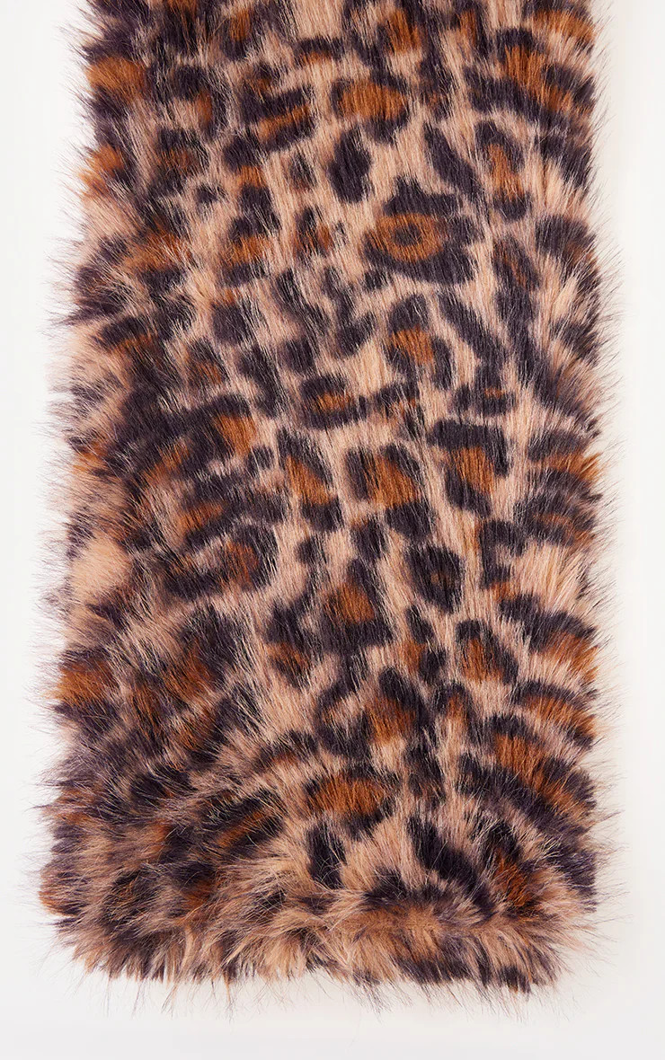 Leopard Faux Fur Double Lined Scarf | PrettyLittleThing US