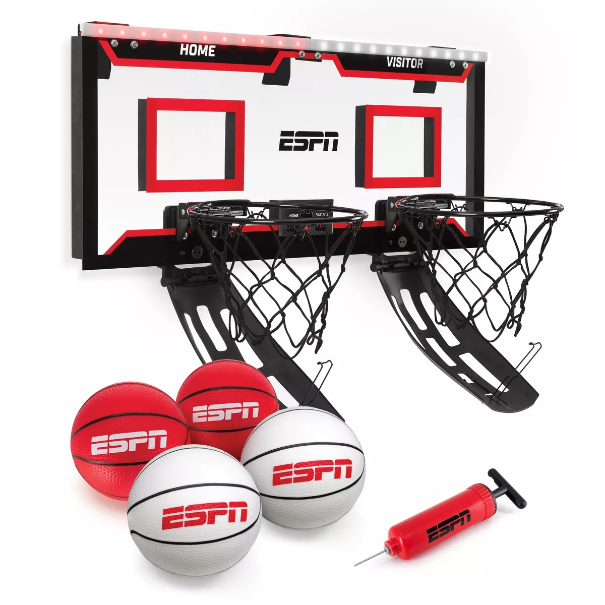 ESPN Mini Basketball Hoop, Over The Door Basketball Hoop for Two Player Games Includes 4 Mini Bas... | Target