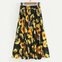 Sunflower Print Skirt | SHEIN