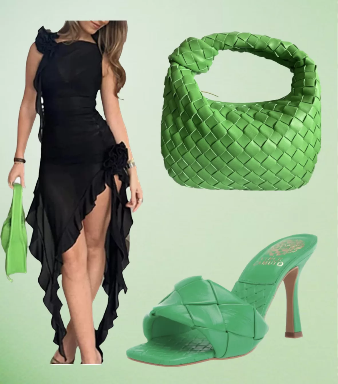 Outfit inspo, Green Bottega bag