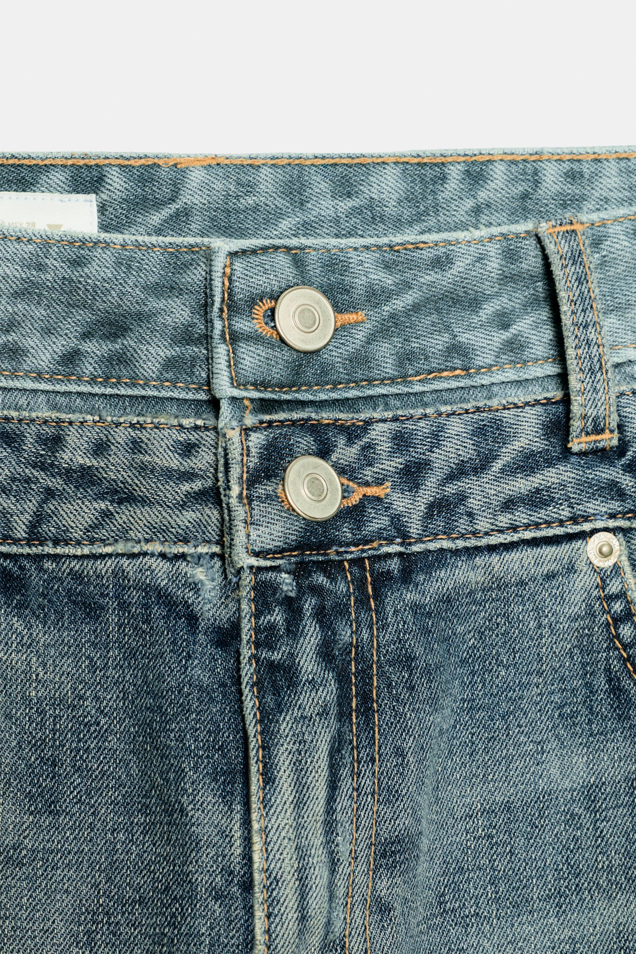 TRF STRAIGHT-FIT DOUBLE WAISTBAND MID-RISE JEANS | Zara US