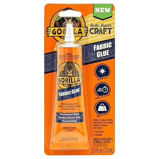 Gorilla Fabric Glue, 100% Waterproof, No Sew Solution, Washer/Dryer Safe, Permanent Bond, 2.5fl o... | Amazon (US)