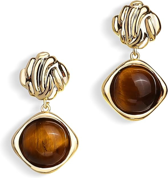Sonateomber Gold Chunky Dangle Drop Stud Earrings for Women, Valentine Vintage Statement Jacket D... | Amazon (US)