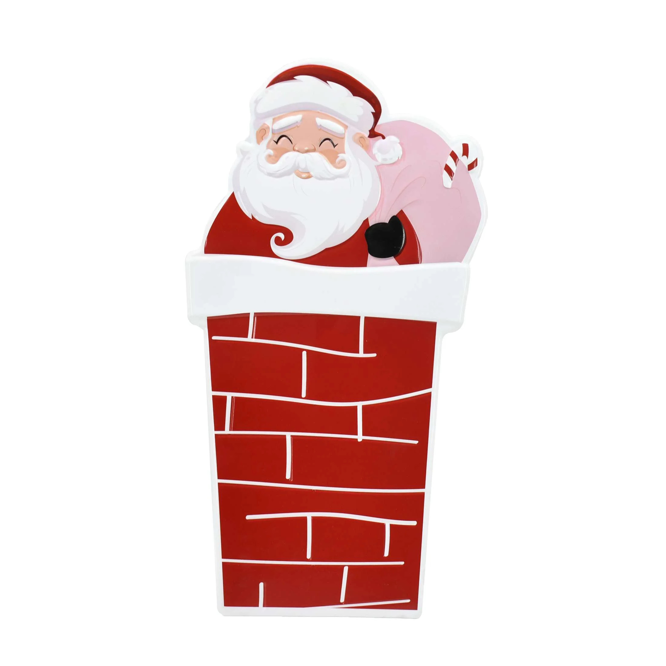 Holiday Time Metal Red and White 1 Piece Santa Chimney Christmas Decorative Stake 26” | Walmart (US)