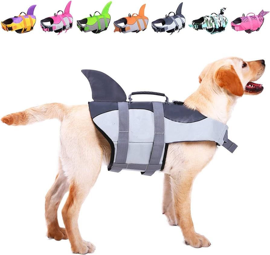 ASENKU Dog Life Jacket Pet Life Safety Vest for Swimming Boating, Dog Shark Life Jackets Dog Life... | Amazon (US)