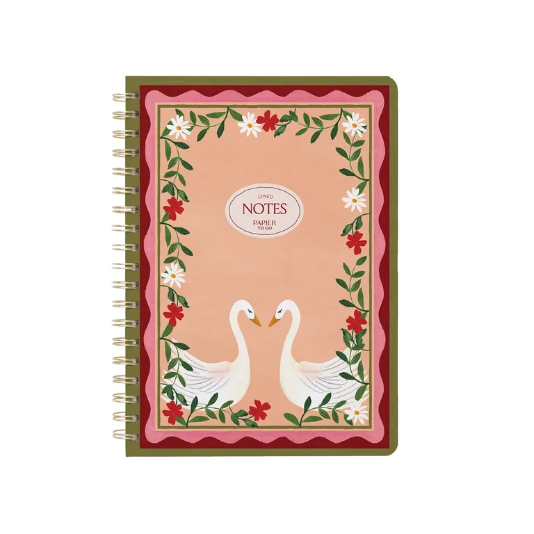 Papier To Go B5 Spiral Lined Notebook, 7.1 x 10", Pink Swans | Walmart (US)