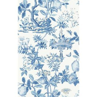 Blue Delft Shantung Garden Self Adhesive Wallpaper | The Home Depot