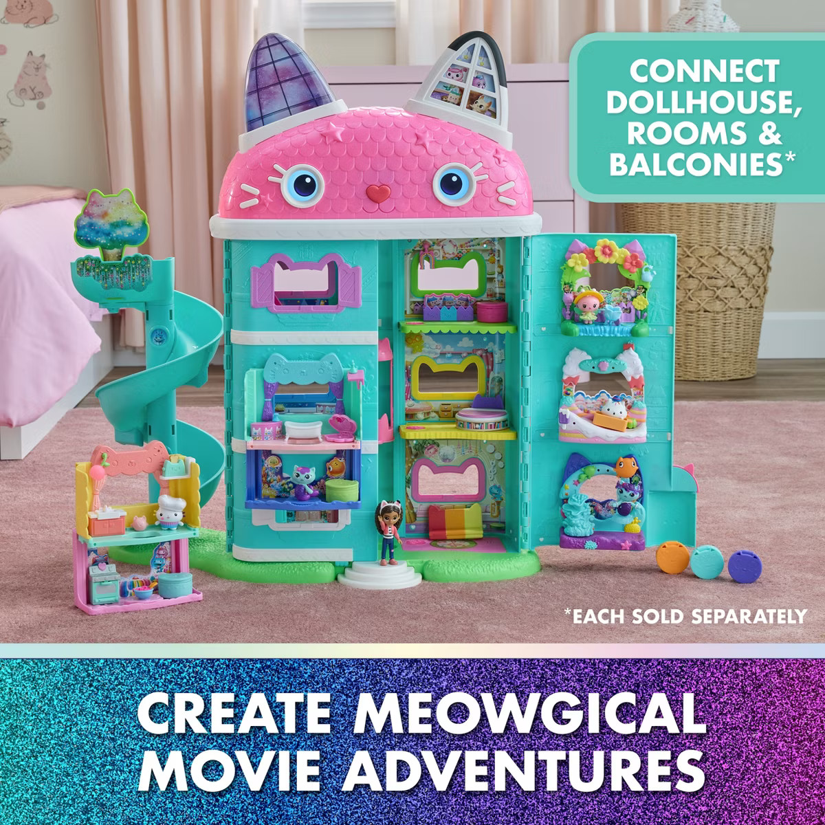 Gabby's Dollhouse: The Movie, Meow-Mazing Interactive Dollhouse, Digital Eyes, Sound FX, 7 Rooms | Target