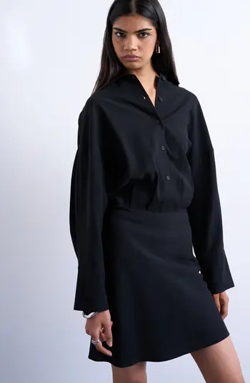 Topshop Micro Mini Long Sleeve Shirtdress in Black at Nordstrom Rack, Size 0 Us (Fits Like 00) | Nordstrom Rack