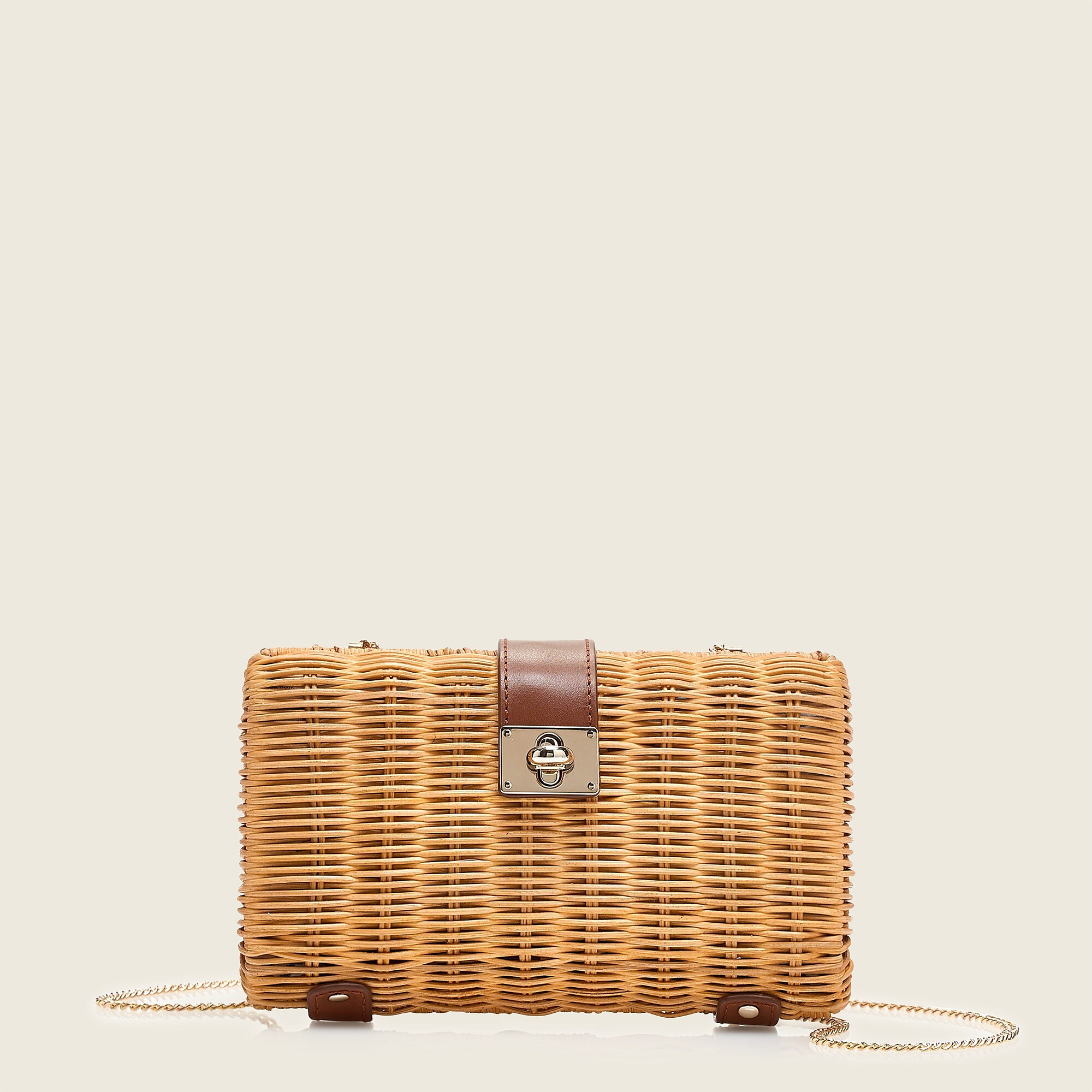 Rattan clutch with chain strap | J. Crew US