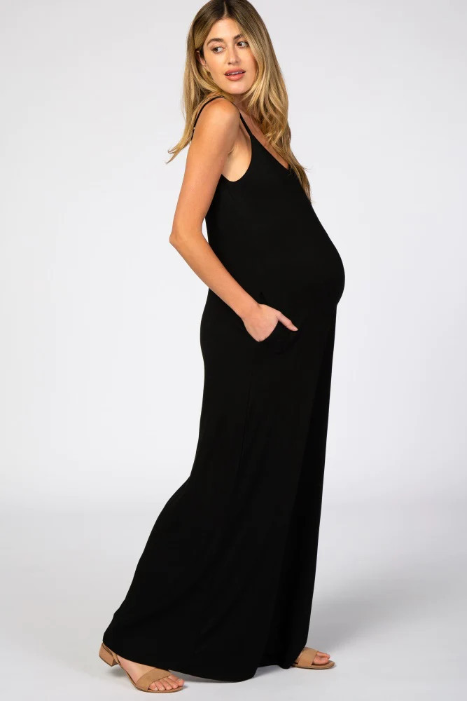 Black Cross Back Wide Leg Maternity Jumpsuit | PinkBlush Maternity