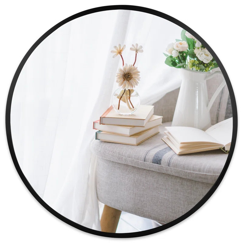 Modern Wall-Mounted Aluminum Round Mirror | Wayfair Professional