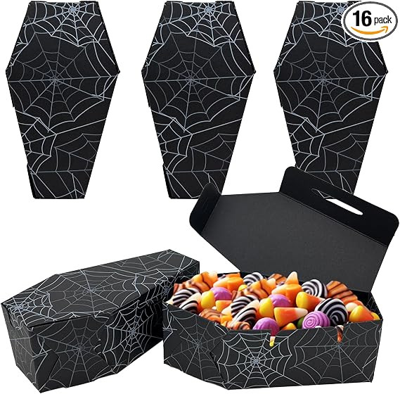 FRIDAY NIGHT 16 PCS Halloween Coffin Paper Boxes Snack Popcorn Box Candy Containers Trick Or Trea... | Amazon (US)