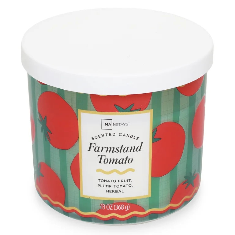 Mainstays 3-Wick Farmstand Tomato Fragrance Candle with a Decorative wrap, 13-Ounce | Walmart (US)