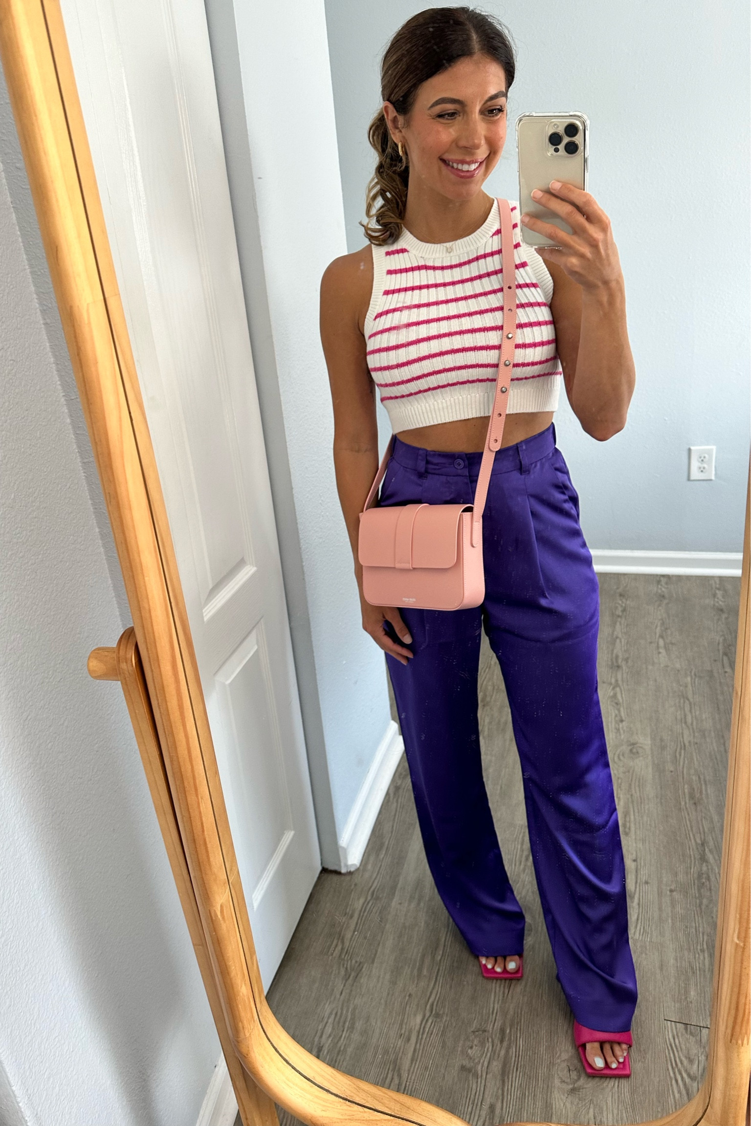 Bright colors make me feel more vibrant and joyful 💜🩷 Mixing touches of bold unexpected color can elevate your look, making it more impactful and memorable. I feel extra confident in this combo today 😁🫶🏽

#LTKSeasonal #LTKunder100 #LTKstyletip