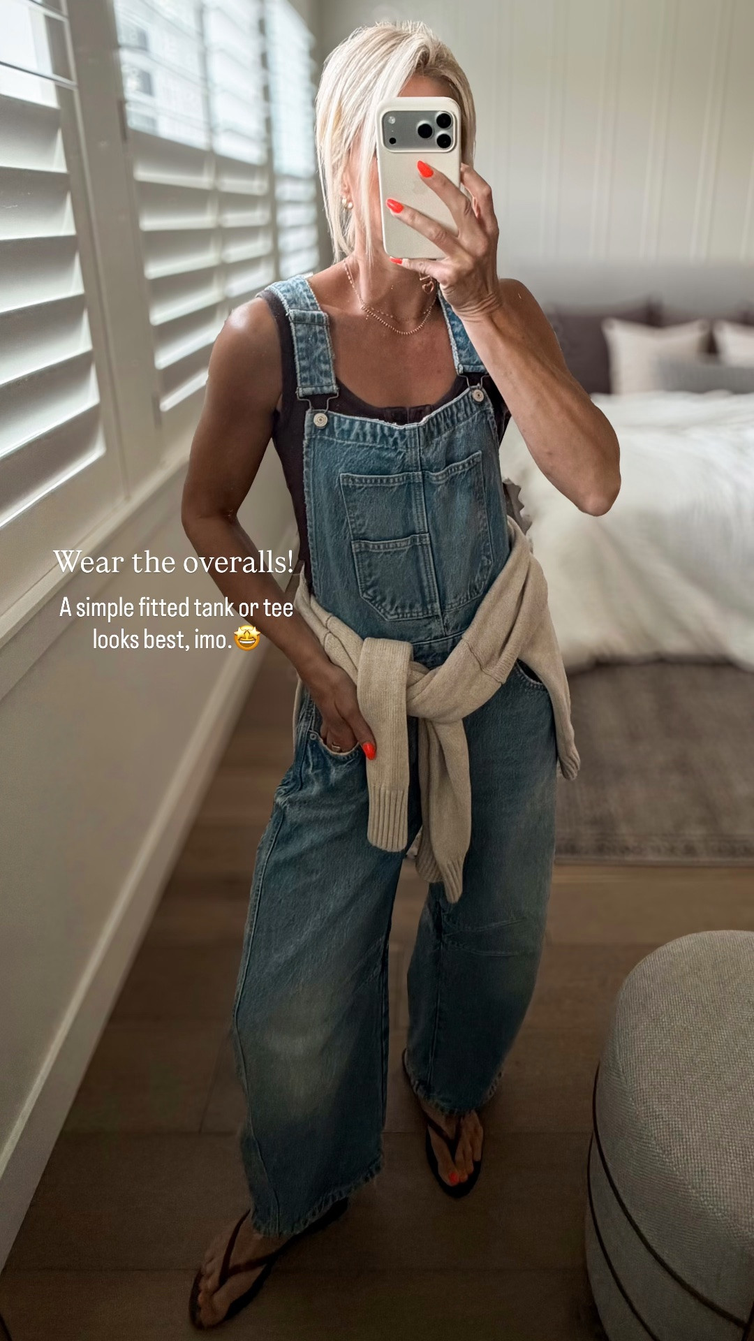 Overalls + plain tank or tee is always a great idea. Add your favorite sandals, and don’t forget to tie a sweater for chilly AC— this @Quince lives in my top drawer I wear it so often!

Sizing— overalls & tank fits tts, I have 2 of these sweaters, a medium & large, and find myself reaching for the large more than the medium.

#LTKmomlife #LTKootd #LTKOver40