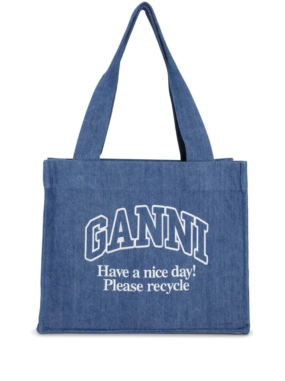 GANNI logo-print Denim Shoulder Bag | Blue | FARFETCH | Farfetch Global