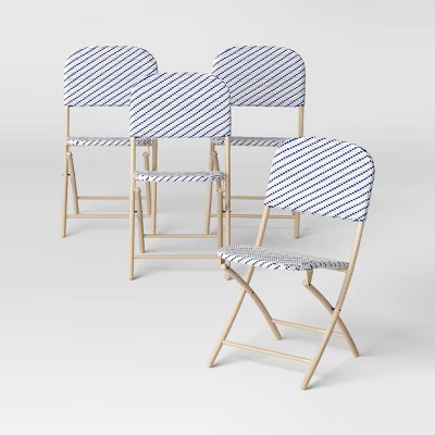 4pc French Cafe Outdoor Patio Dining Folding Chairs Beige - Threshold™ | Target