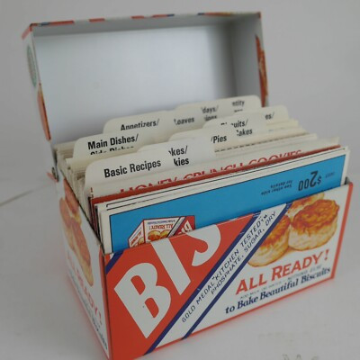 Vintage Bisquick Recipe Tin Box Full of Cards Container Cooking Advertising | eBay US