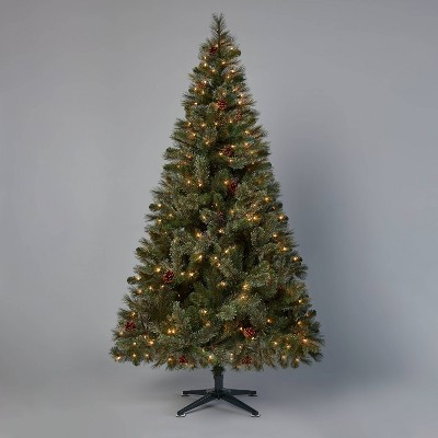 6.5' Pre-Lit Virginia Pine Artificial Christmas Tree with Pinecones Clear Lights - Wondershop... | Target